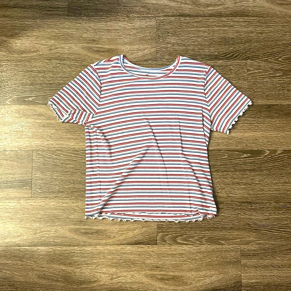 Hollister Women’s Red/White/Blue Shirt, Size: L